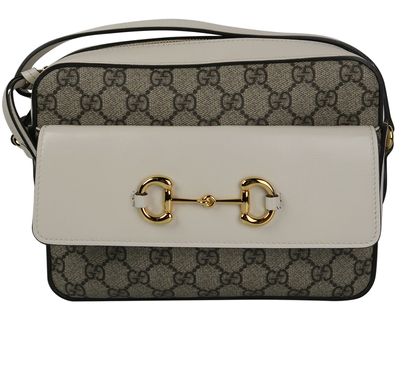 Horsebit 1955 Crossbody, &pound;695, Handbags, Beige/Cream, Canvas/Leather, Front view